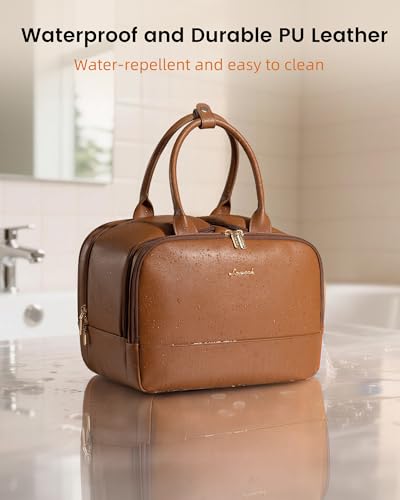 LOVEVOOK Large Makeup Bag for women, Leather Travel Toiletry Bag