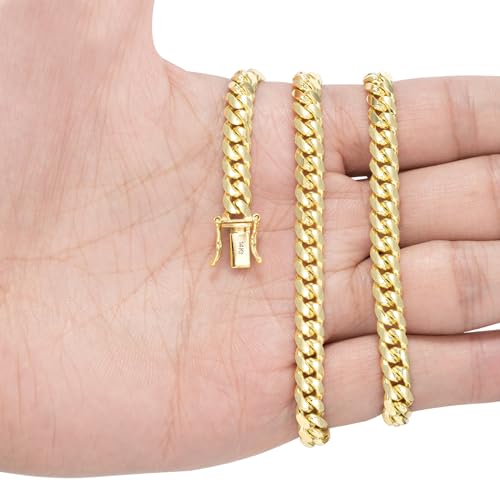 Nuragold 14k Real Yellow Gold Miami Cuban Link 6mm Solid Chain Necklace - 20"