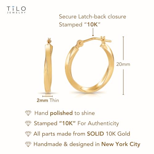 10K Yellow Gold Classic Twisted Round Hoop Earrings (20MM (0.8 INCH))