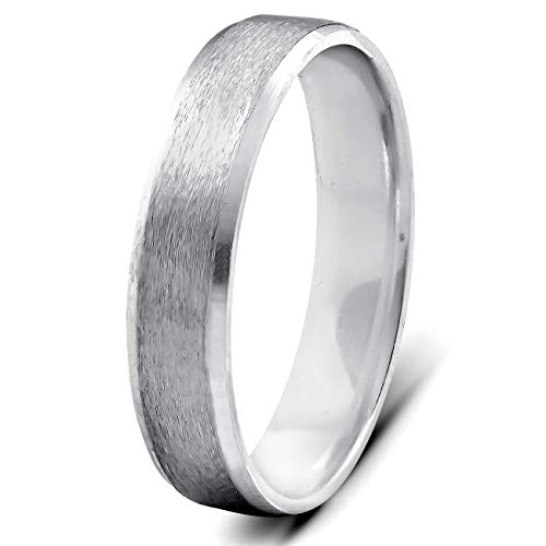 P3 POMPEII3 Pompeii Mens 5mm 10K White Gold Brushed Wedding Band - Size 10