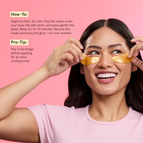grace & stella Award Winning Under Eye Mask - Teen Gifts, Gel Eye Patches for Dark Circles, Puffy Eyes, Wrinkles, Undereye Bags, Travel Gifts for Women - Vegan, Self Care (6 Pairs, Gold)