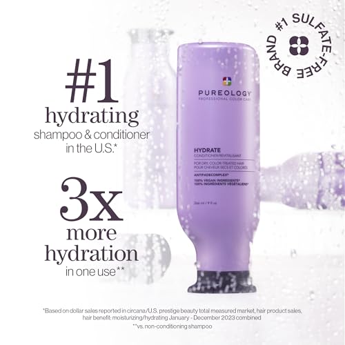 Pureology Hydrate Conditioner – Moisturizes & Nourishes Dry Hair, 1.7 fl oz