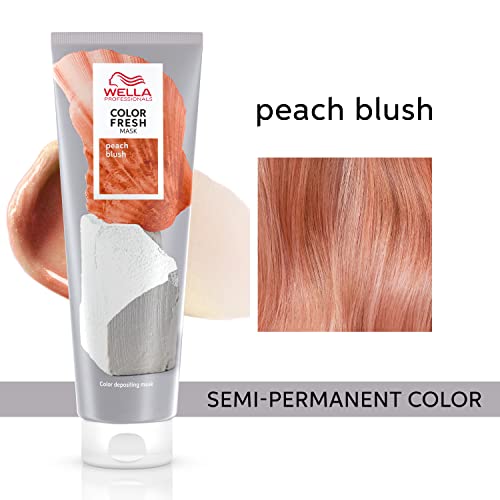 Wella Professionals Color Fresh Mask | Peach Blush | Natural Shade | Hair Color-Depositing Mask | Vegan Formula with Avocado Oil | Zero Damage | Silicone Free | 5 Fl Oz