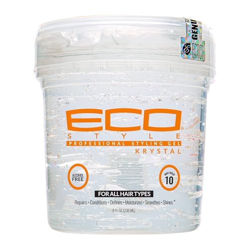 Eco Style Krystal Styling Gel - Adds Body and Shine to all Styles - Moisturizes and Maintains Healthy Hair - Strong, Weightless Hold - Ideal for any Hair Type and Color - Leaves No Residue - 8 oz