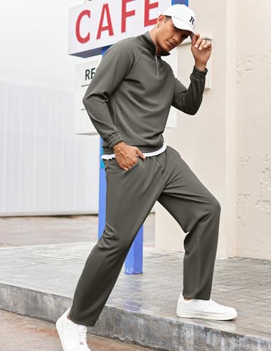 COOFANDY Men's Tracksuit 2 Piece Relaxed Fit Half-zip Sweatsuits Athletic Running Jogging Suit Sets