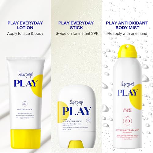 Supergoop! PLAY Antioxidant Body Mist w/Vitamin C - 3 fl oz - SPF 50 PA++++ Broad Spectrum Sunscreen - Body Spray - Great for Active Days - Sunny Citrus