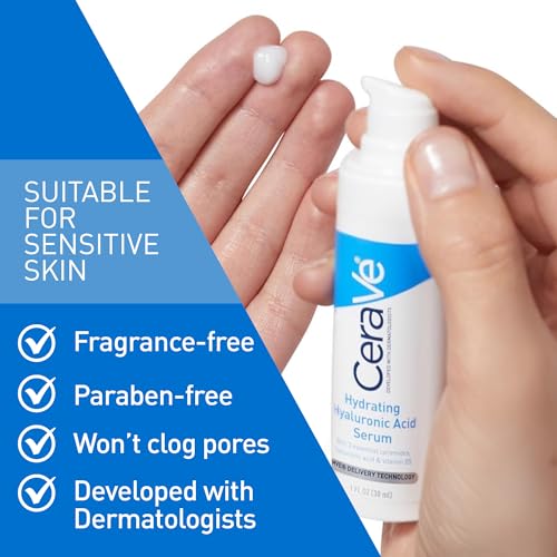 CeraVe Hyaluronic Acid Serum for Face, Hydrating Serum for Dry Skin, 1oz
