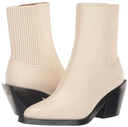Coach Women's Prestyn Leather Bootie Western Boot, Chalk, 8