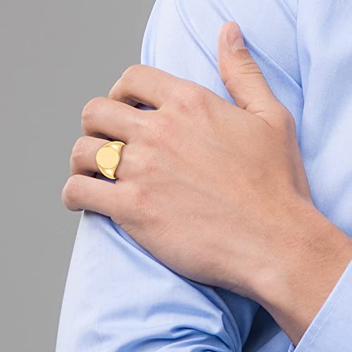Sonia Jewels Real 14k Yellow Gold 14.0x13mm Closed Back Men's Engravable Monogram Signet Ring Band Size 12