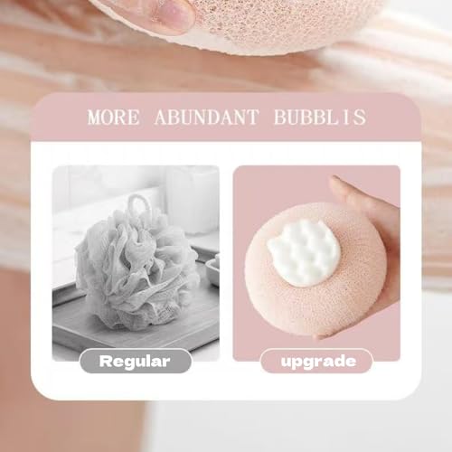 Super Soft Sunflower Suction Cup Bath Ball,2-in-1 Sunflower Bath Ball，Bath Loofah with Suction Cup,Exfoliating Bath Sponge for Men and Women (Pink + Light Teal)