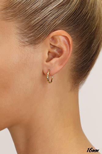 14k Yellow Gold Hand Engraved Full Diamond-cut Round Hoop Earrings (16mm (0.63 inch))…