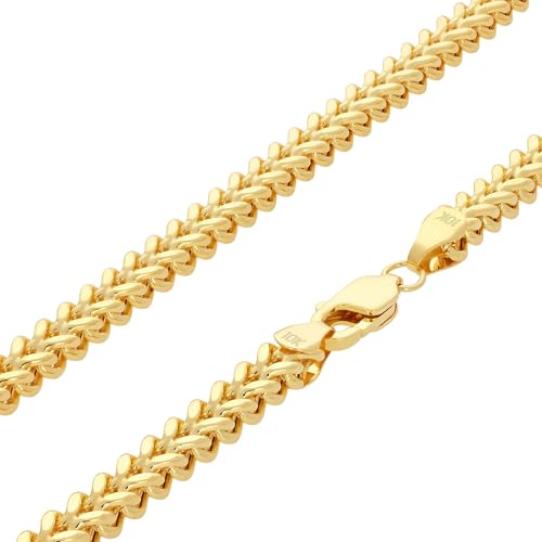 Nuragold 10K Real Yellow Gold 5mm Franco Box Wheat Chain Mens Wide Necklace - 20"