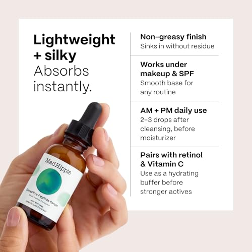 Mad Hippie Corrective Peptide Serum for Face – Skin-Tightening Collagen Peptides, Anti-Wrinkle Essentials, 1.02 Fl Oz