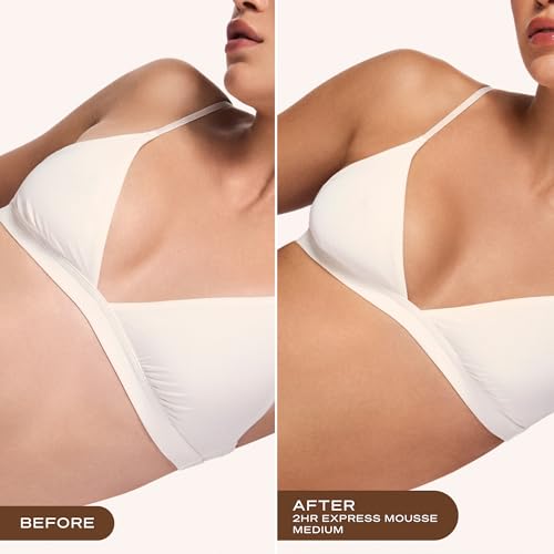 Loving Tan 2 HR Express Self Tanning Mousse, Medium - Streak Free, Natural, Professional Quality - 5+ Sunless Self Tanner Applications per Bottle, Cruelty Free, Naturally Derived DHA - 4 FL Oz