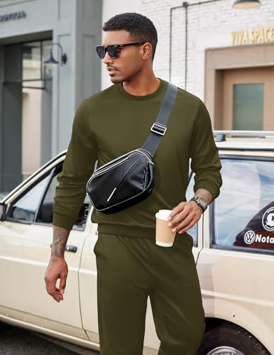 COOFANDY Men's 2 Piece Tracksuit Sets Crewneck Athletic Sweatsuit Jogging Pullover Shirts Long Sleeve Casual Sports Outfits