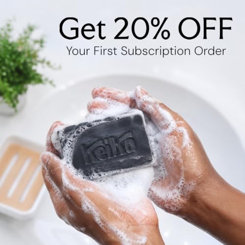Keika Charcoal Black Soap Bar for Eczema, Psoriasis, Face, Body, Men Women Teens with Oily Skin, 5 oz.