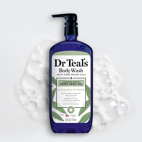 Dr Teal's Body Wash with Pure Epsom Salt, Cannabis Sativa Hemp Seed Oil, 24 fl oz (Pack of 2)