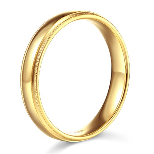 14k Yellow Gold 5mm Comfort FIT Plain Milgrain Wedding Band - Size 10