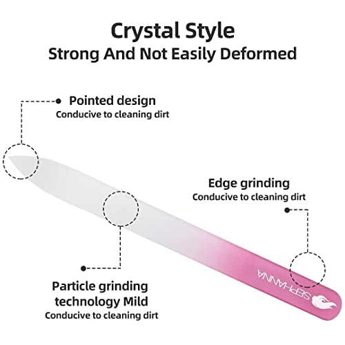 Premium Crystal Glass Nail File for Natural Nails, Professional Glass Nail Files with case for Unisex, Portable Glass Nail File Double Sided for Natural & Acrylic Nail Care (Black, Blue & Pink)