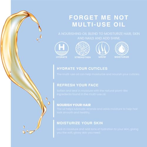 BEAUTE DE PROVENCE Multi-Use Oil for Face, Body and Hair - Forget Me Not - Organic Blend of Apricot, Vitamin E and Sweet Almond Oil Moisturizer for Dry Skin, Scalp and Nails - 4 Fl Oz