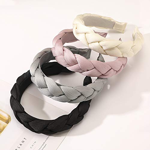 Ivyu Headbands Women Hair Head Hands Braided Head Band Twist Hairbands for Girls Black Pink Gray White Hair Band