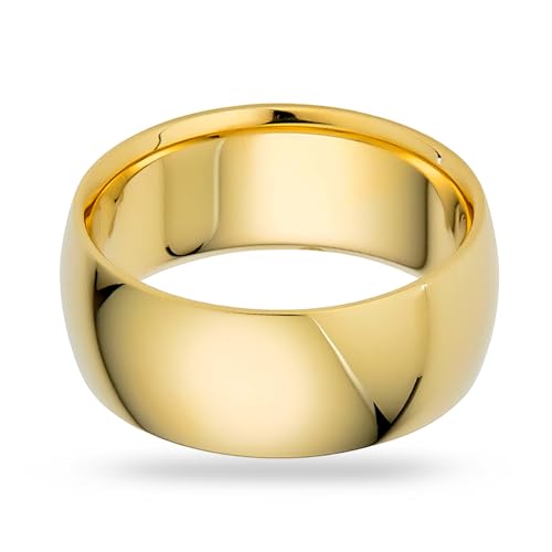 EWB Signature Jewelry Classic 8mm Solid Gold Wedding Band in 10K Yellow Gold, Comfort Fit, Finger Size 7