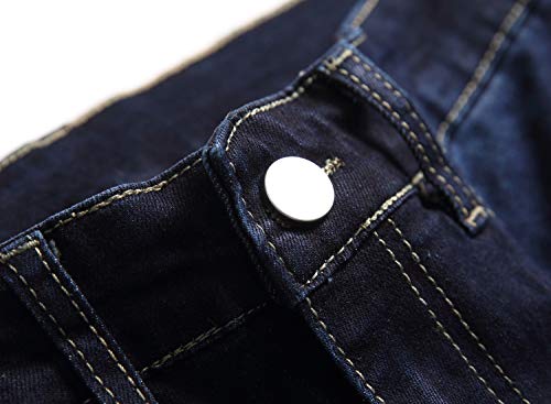 Men's Mid Waist Skinny Fit Stretch Fashion Washed Basic 5-Pockets Denim Jeans Pants,Dark Blue,42