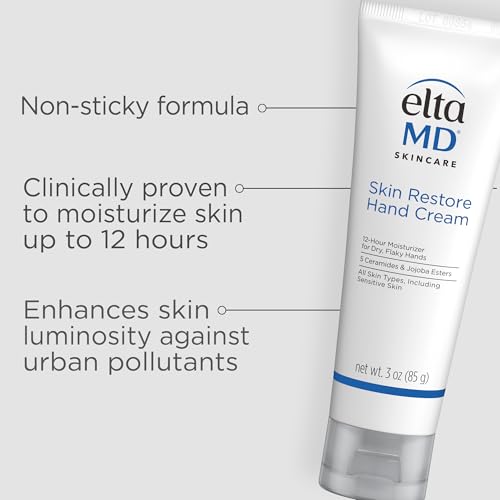 EltaMD Skin Restore Hand Cream, Ceramide Moisturizer for Dry Skin, 2.5 oz