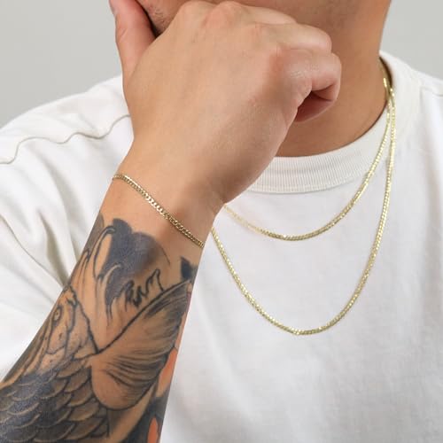 Nuragold 14k Real Yellow Gold Cuban Curb Solid Link 2.5mm Chain Bracelet - 7"