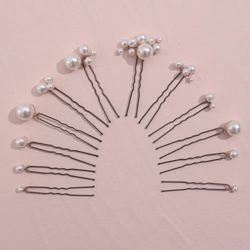 12 Pieces Bridal Hair Accessories Pearl Wedding Hair Pins Handmade Bridal Hair Pins for Wedding Brides Women Girls