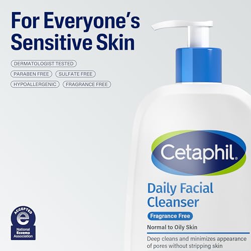 Cetaphil Daily Facial Cleanser, Oily & Combination Skin, 16oz