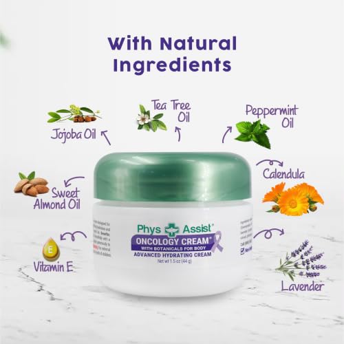 PhysAssist Oncology Cream with Botanical for Body – Travel Size. Clinically Tested Hydrating Cream for Dry, Sensitive & Stressed Skin – With Lavender, Calendula & Peppermint Oils – 1.5oz