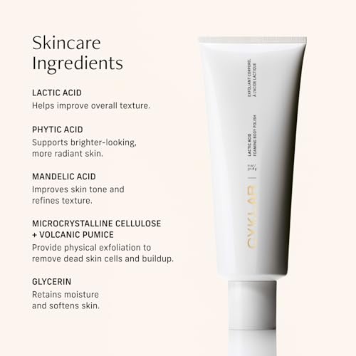 Cyklar Lactic Acid Body Polish – Chemical Exfoliator with AHAs & Volcanic Pumice – Added Glycerin for Skin Hydration – Fragrance-Free, 11 fl oz