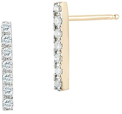 Mateo New York, Mini Yellow Gold Diamond Bar Earring