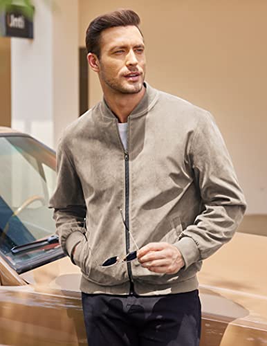 COOFANDY Men's Varsity Baseball Jacket Causal Slim Fit Suede Leather Bomber Jackets