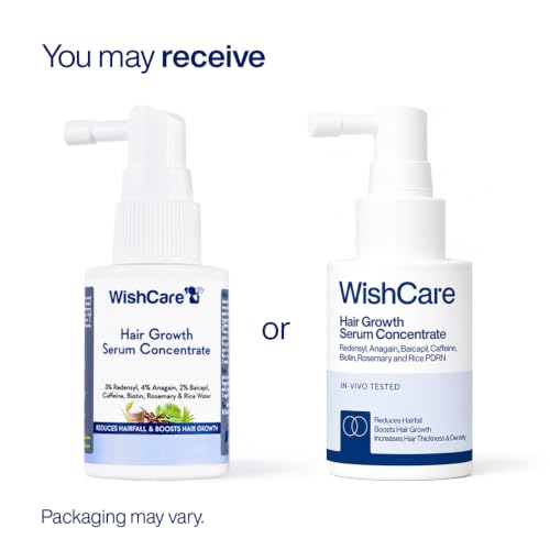 WishCare Hair Growth Serum Concentrate - Rosemary, 3% Redensyl, 4% Anagain, 2% Baicapil, Caffeine, Biotin, Plant Keratin & Rice Water