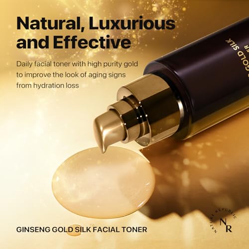 Nature Republic Ginseng Gold Silk Facial Toner | Hydrating Glow Toner, Niacinamide & Silk Amino Acid, Royal Jelly Extract, Korean Skin Care for All Skin Types 130 ml / 4.39 Fl. oz.