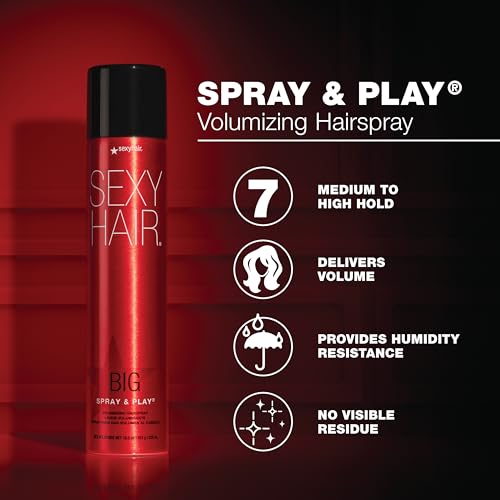 SexyHair Big Spray & Play Volumizing Hairspray | Hold and Shine | Up to 72 Hour Humidity Resistance | All Hair Types