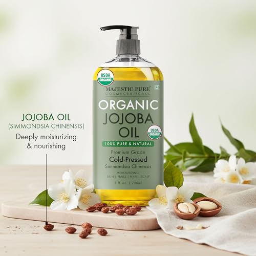 Majestic Pure USDA Organic Jojoba Oil 100% Pure & Natural Body Oil -8 Fl Oz