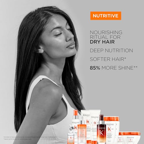 KÉRASTASE Nutritive Gentle Hydrating Shampoo for Dry Hair - Nourishing Protein Formula with Niacinamide, Moisturises, Softness and Restores Thickness and Shine, Bain Satin, 8.5 Fl Oz
