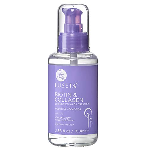 L LUSETA Biotin & Collagen Hair Oil Serum for Thin Hair, 3.38 fl oz