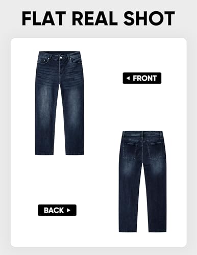 JMIERR Mens Denim Baggy Jeans Relaxed Fit Work Pants for Men Outdoor Casual Quiet Luxury Pants, L, Navy Blue