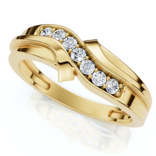 P3 POMPEII3 Pompeii Men's Diamond Curve Polished Wedding Ring Lab Grown 10k Gold - Size 6 (F/G,VS1-VS2)