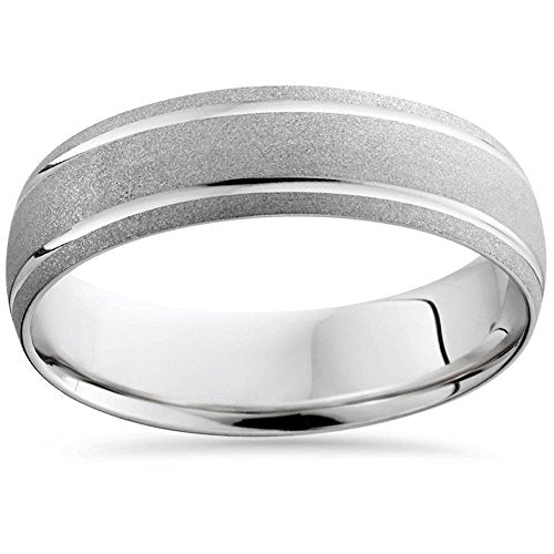 P3 POMPEII3 Pompeii Mens 10K White Gold Comfort Sandblast Finish Wedding Band - Size 10.5