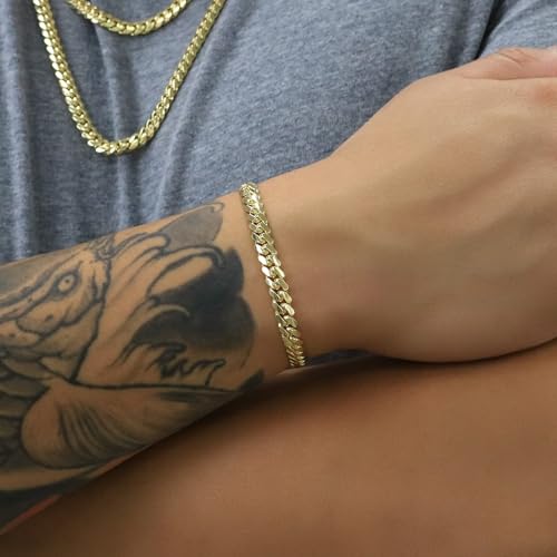 Nuragold 10K Real Yellow Gold Solid Miami Cuban Link Chain Italian Bracelet - 7.5",6mm
