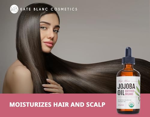 Kate Blanc Cosmetics Organic Jojoba Oil for Hair, Skin, Face, Nails (4oz)