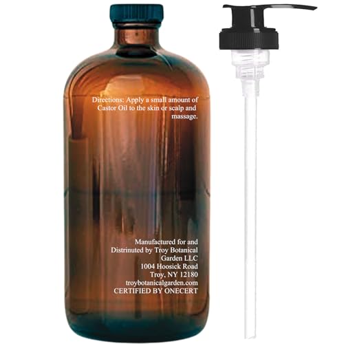 Essentially KateS Castor Oil 16 Fl Oz (Glass Bottle) - 100% Cold Pressed - USDA Organic Certified - Skin Care, Nail Care, Hair Care and Body Care
