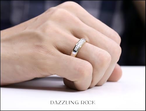 Dazzlingrock Collection 0.12 Carat (ctw) Round White Diamond Seven Stone Men's Wedding Band in 18K Yellow Gold Plated Sterling Silver Size 10