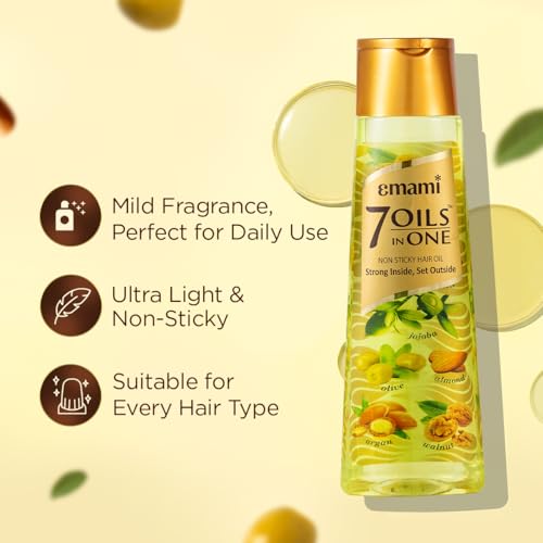 Emami 7-in-1 Hair Oil | with Natural Ayurvedic Herbs | Repairs Hair Damage | Nourishes Scalp | Fights Dandruff | Provides Strong & Healthy Hairs | 16.91 Fl Oz (500ml)