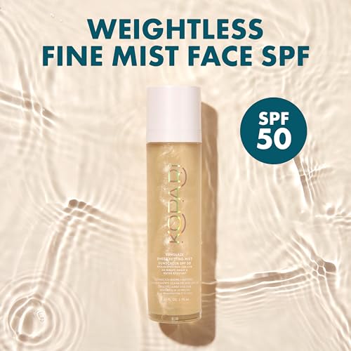 Kopari Sunglaze Sheer Setting Mist Sunscreen SPF 50, Weightless, Fast Drying, Ultra-Fine Setting Spray, Made With Hyaluronic Acid, Sets Makeup For A Hydrated, Dewy Finish, 2.53 fl oz